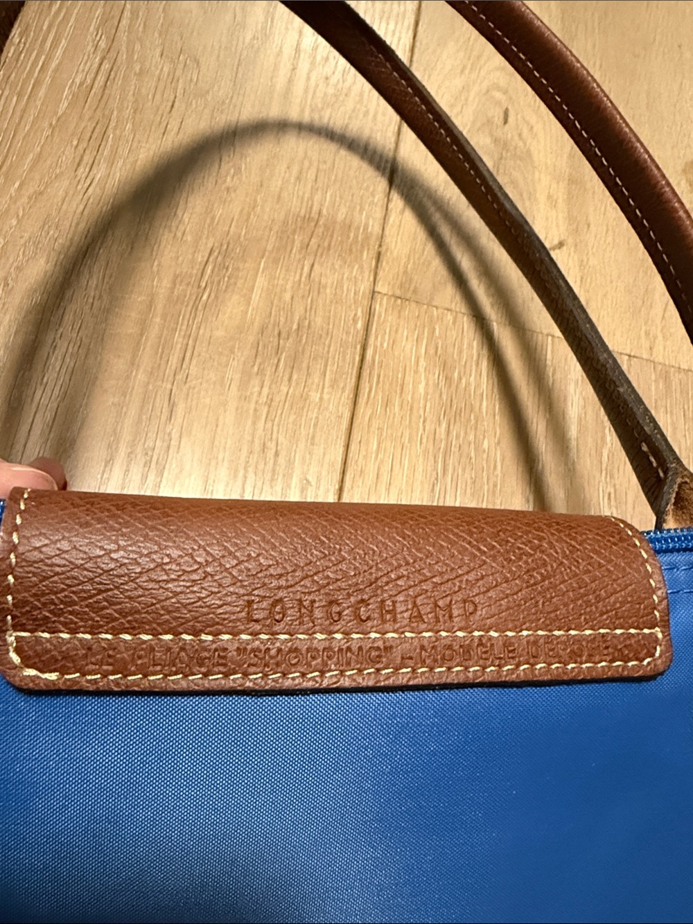 Longchamp Le pliage medium cobalt blue long straps tote shoulder - Picture 6 of 12